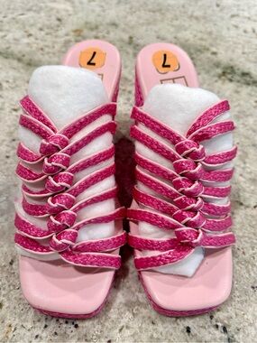 Beach by Matisse Pink Strappy Women's Wedge Slide Sandals NWOT